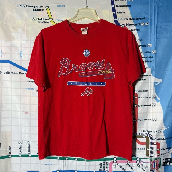 MLB Other - Vintage Atlanta Braves T-Shirt Large Lee Sport Axe Logo MLB Red Baseball